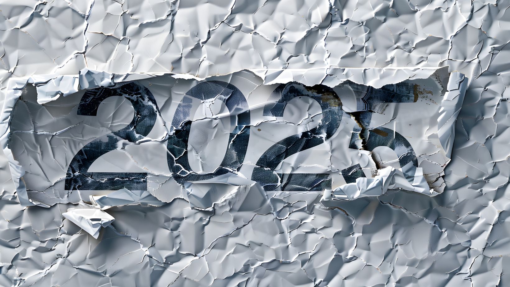 Crumpled paper with 2025